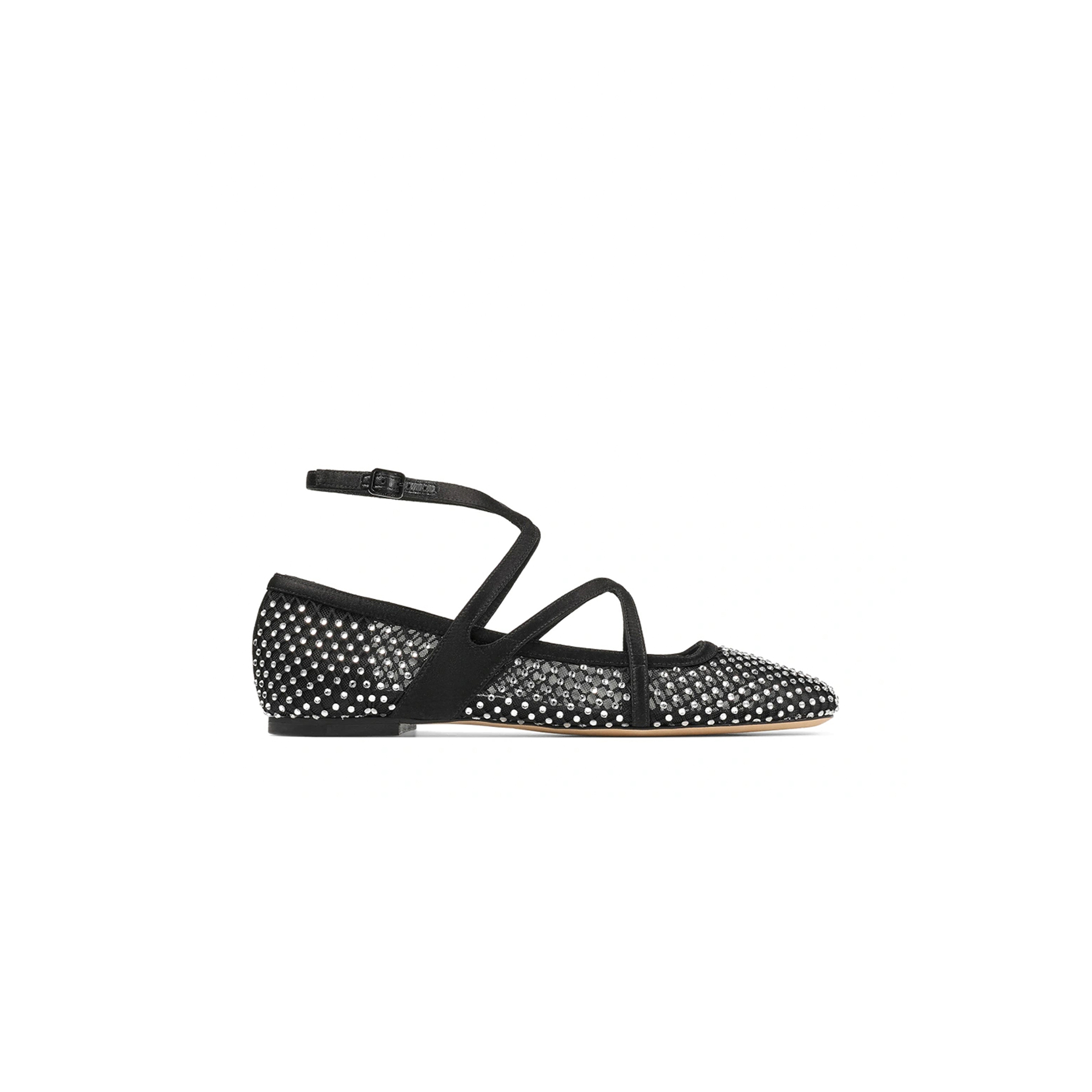 JIMMY CHOO ASTORIA FLAT BLACK SATIN CRYSTAL FLATS ASTORIAFLATQHS JIMMY CHOO ASTORIA FLAT BLACK SATIN CRYSTAL FLATS ASTORIAFLATQHS
